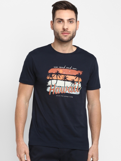 

Red Tape Men Navy Blue Printed Round Neck T-shirt