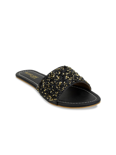 

SCENTRA Women Black Embellished Open Toe Flats