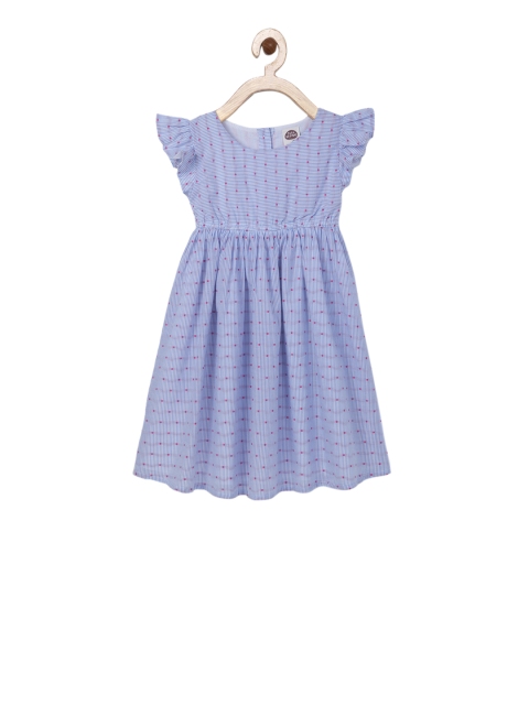 

Cub McPaws Girls Blue Striped Fit and Flare Dress