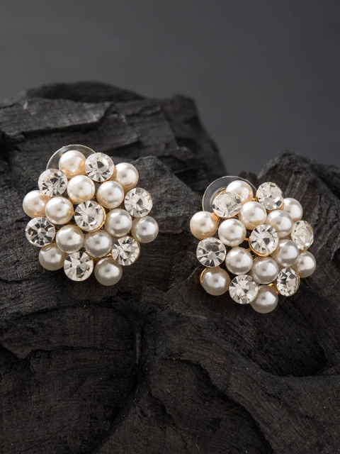 

E2O White & Gold-Plated Circular Studs