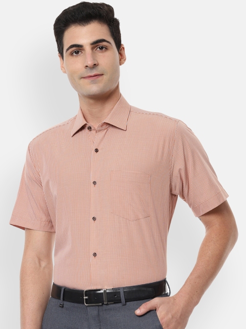 

Van Heusen Men Orange Regular Fit Checked Formal Shirt