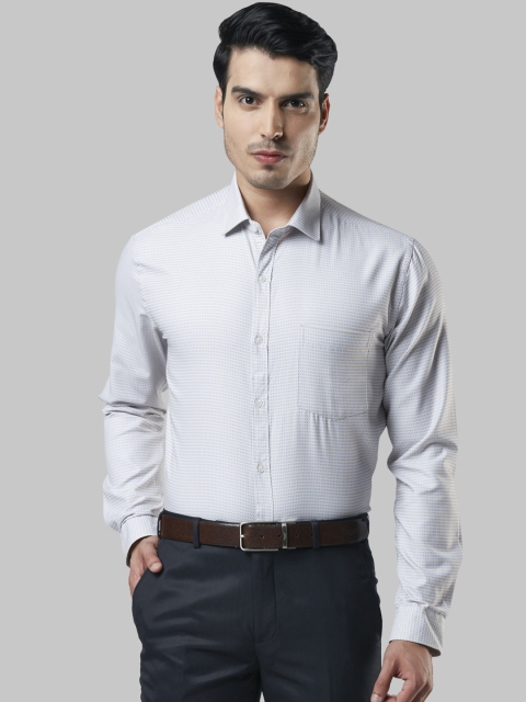 Next Look Men White & Blue Slim Fit Printed Formal Shirt