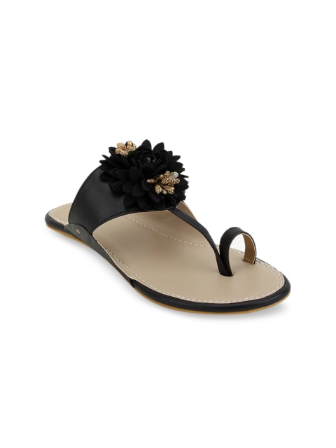 

SCENTRA Women Black Embellished One Toe Flats