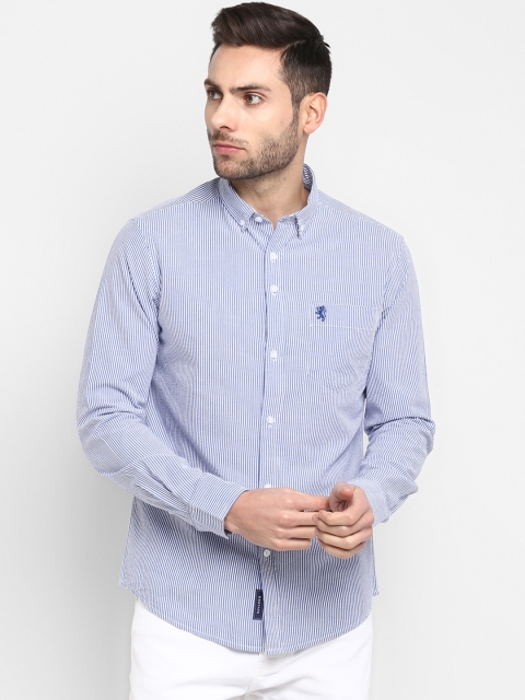 

Red Tape Men Blue & White Regular Fit Striped Casual Shirt
