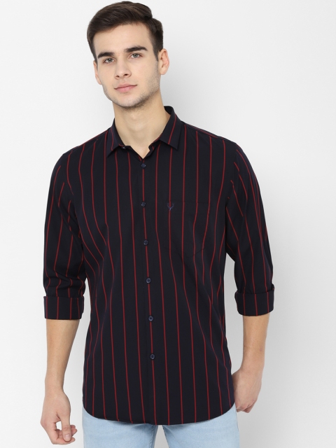 

Allen Solly Men Navy Blue & Red Slim Fit Striped Casual Shirt