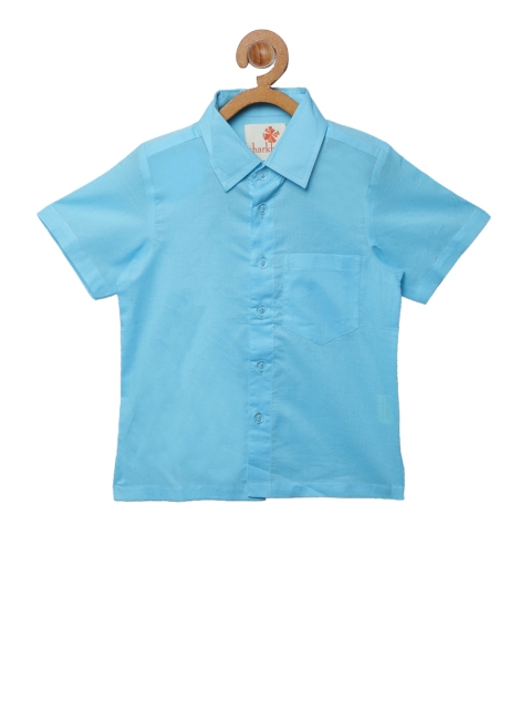 

charkhee Boys Blue Regular Fit Solid Casual Shirt