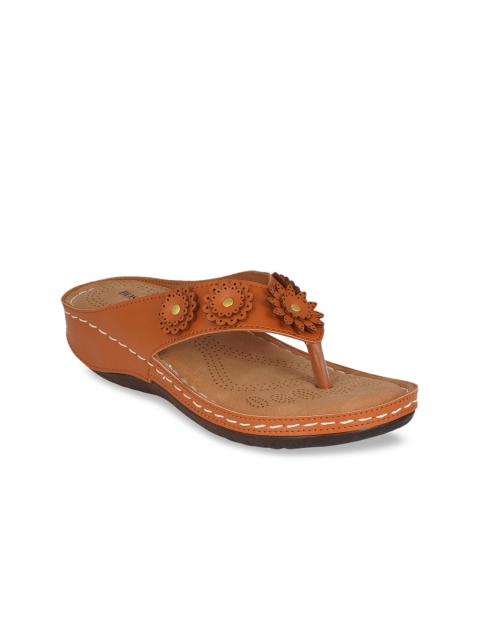 

SCENTRA Women Tan Brown Embellished Wedges