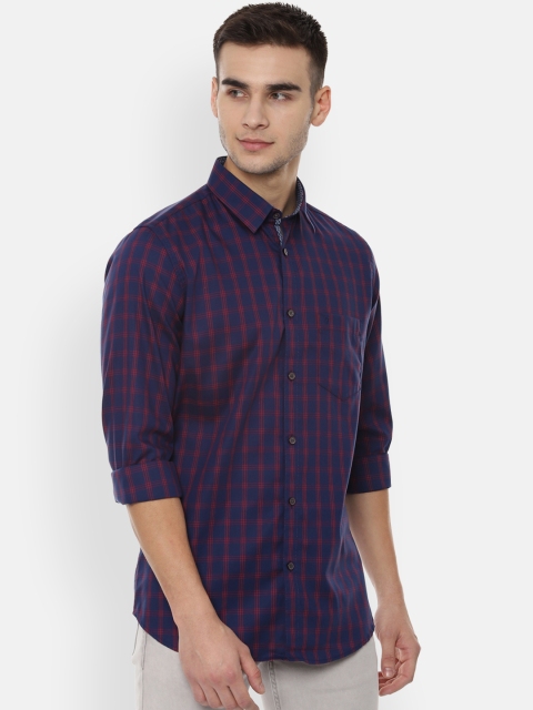 

Van Heusen Sport Men Navy Blue & Red Slim Fit Checked Casual Shirt