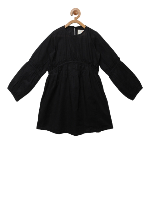 

charkhee Girls Black Solid Fit and Flare Dress