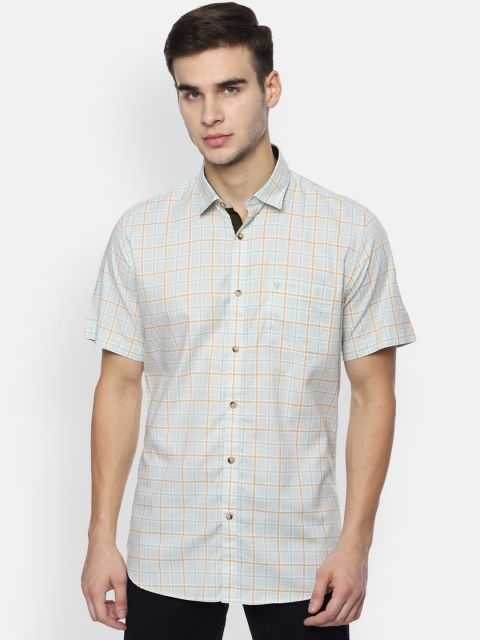 

Van Heusen Sport Men Green & Beige Slim Fit Checked Casual Shirt