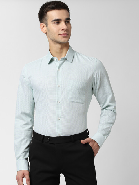 

Peter England Men Mint Green Slim Fit Self Design Formal Shirt