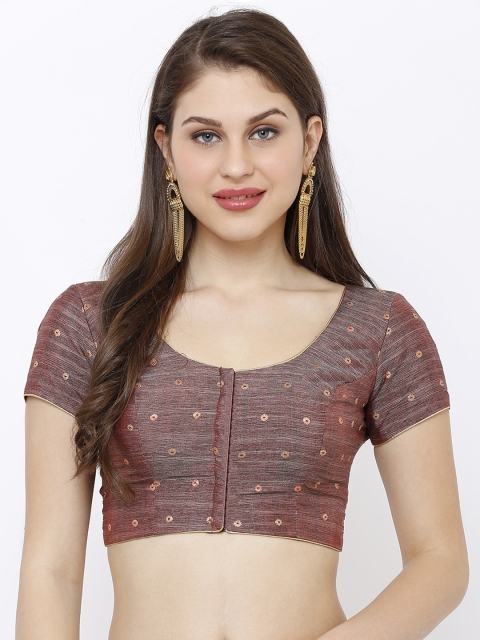 

Salwar Studio Women Brown Gold Butti Party Wear Readymade Padded Saree Blouse