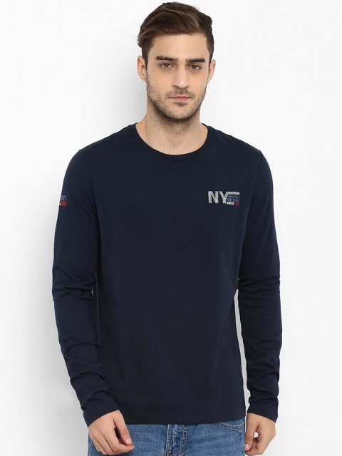 

KVL Men Navy Blue Solid Round Neck T-shirt