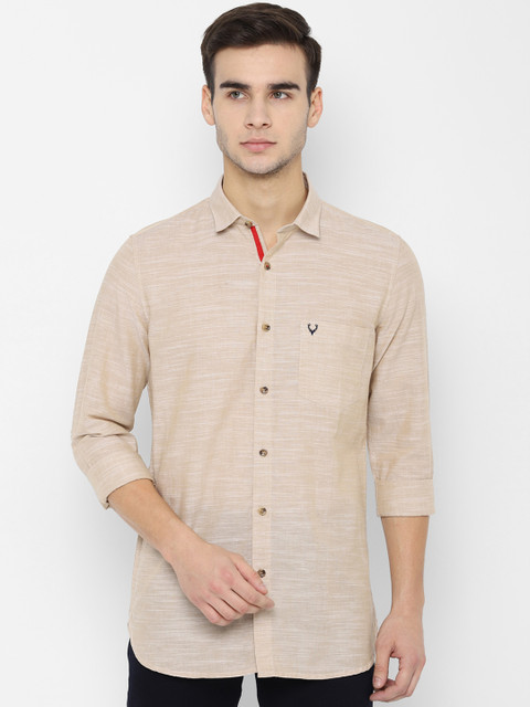 

Allen Solly Men Beige Slim Fit Solid Casual Shirt
