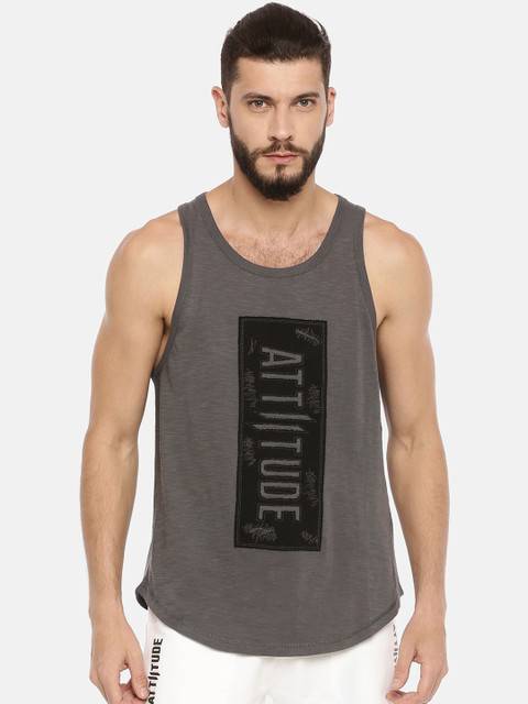 

ATTIITUDE Men Grey Printed Scoop Neck T-shirt