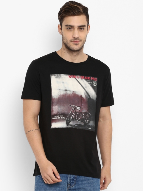 

KVL Men Black Printed Round Neck T-shirt