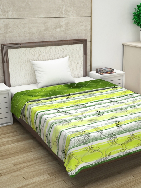 

Divine Casa Green & White Abstract AC Room 120 GSM Single Bed Reversible Comforter