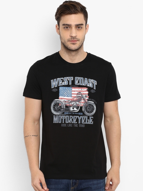 

KVL Men Black Printed Round Neck T-shirt
