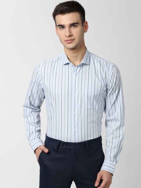 

Peter England Men Blue & Grey Regular Fit Striped Formal Shirt