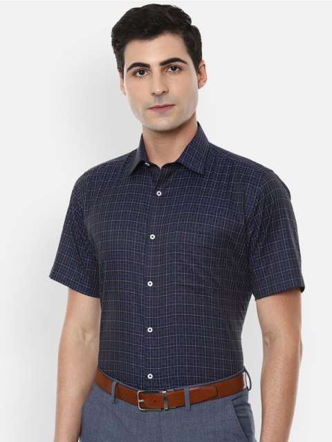 

Van Heusen Men Navy Blue Regular Fit Checked Formal Shirt