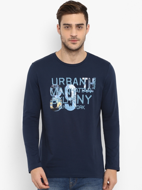 

KVL Men Navy Blue Printed Round Neck T-shirt