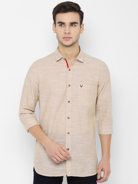 

Allen Solly Men Beige Slim Fit Solid Cotton Linen Casual Shirt