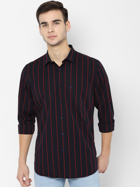 

Allen Solly Men Navy Blue & Red Slim Fit Striped Casual Shirt