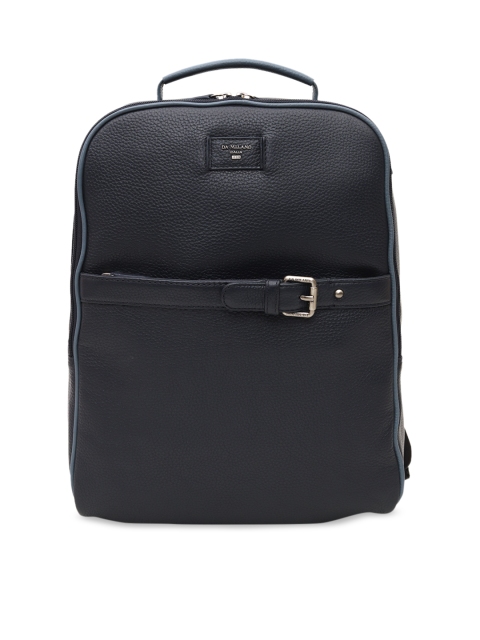 

Da Milano Unisex Navy Blue Textured Leather Backpack