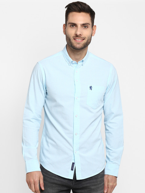 

Red Tape Men Blue Smart Regular Fit Striped Casual Shirt