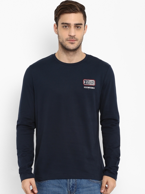 

KVL Men Navy Blue Solid Round Neck T-shirt