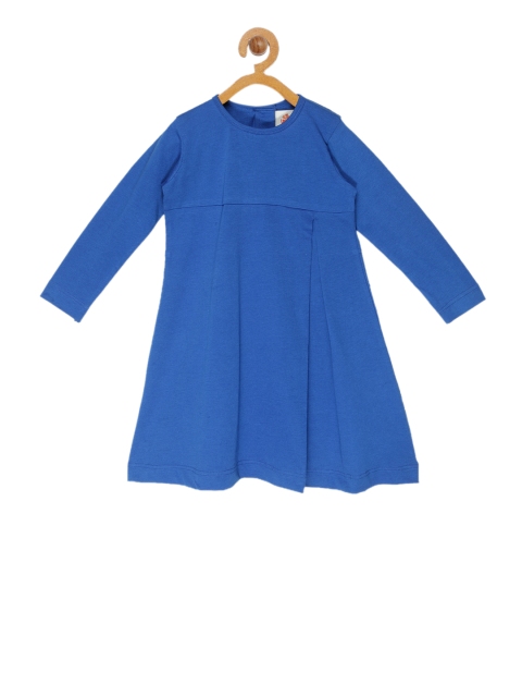 

charkhee Girls Blue Solid Fit and Flare Dress