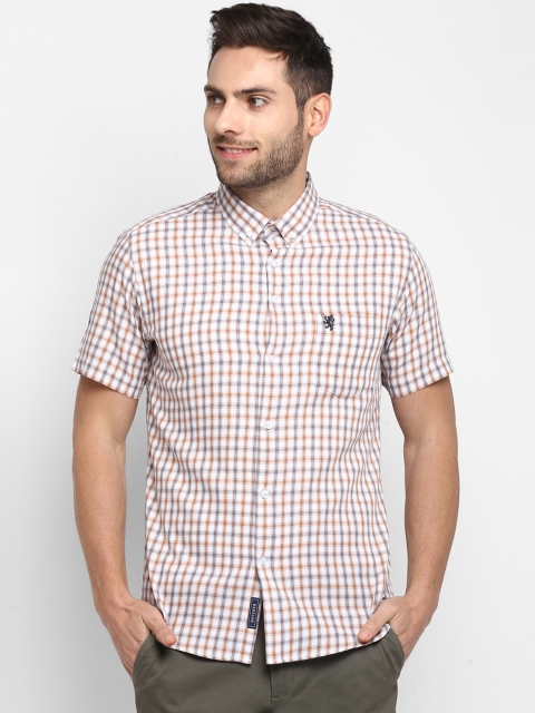 

Red Tape Men Orange & Off-White Regular Fit Checked Casual Shirt