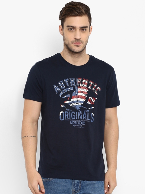 

KVL Men Navy Blue Printed Round Neck T-shirt