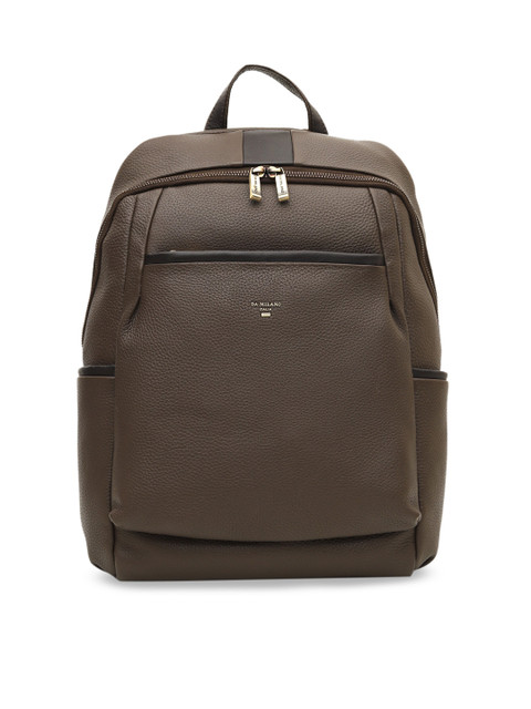 

Da Milano Unisex Brown Textured Leather Backpack