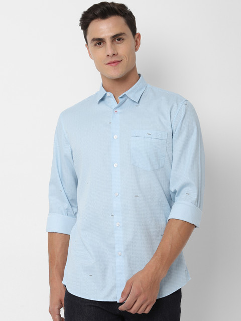 

Allen Solly Men Turquoise Blue Slim Fit Self Design Casual Shirt