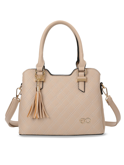 

E2O Beige Solid Satchel Bag