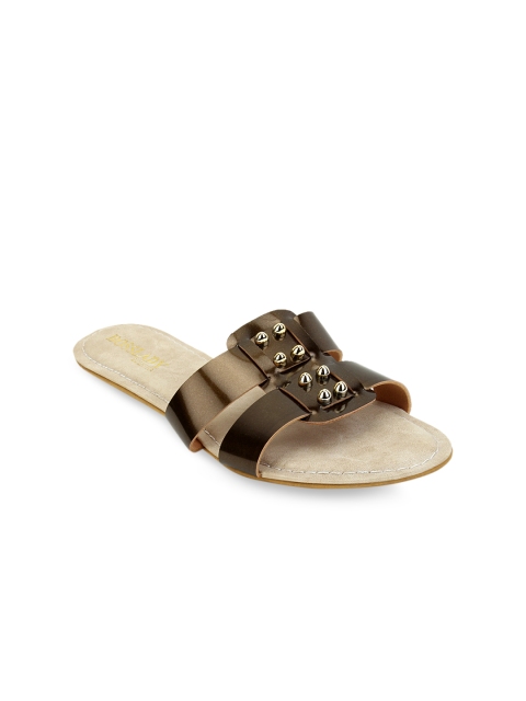 

SCENTRA Women Brown Embellished Open Toe Flats