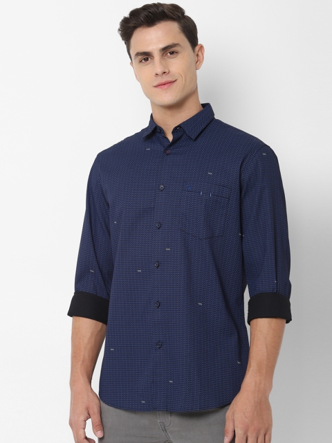 

Allen Solly Men Black & Navy Blue Slim Fit Printed Casual Shirt