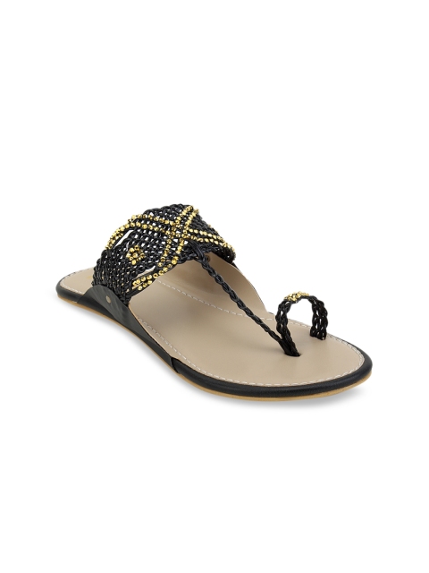 

SCENTRA Women Black Embellished One Toe Flats