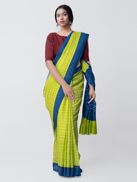 

Unnati Silks Green & Blue Art Silk Printed Pochampally Handloom Saree