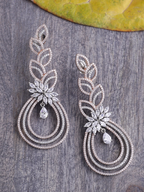 

Tistabene Rose-Gold Plated Contemporary Drop Earrings, White