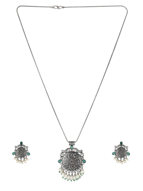 

Adwitiya Collection Alloy Silver-Plated Antique Jewellery Set