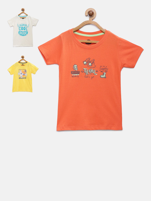

Cub McPaws Boys Pack of 3 Printed Round Neck T-shirts, Yellow