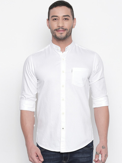 

Mufti Men White Slim Fit Solid Casual Shirt
