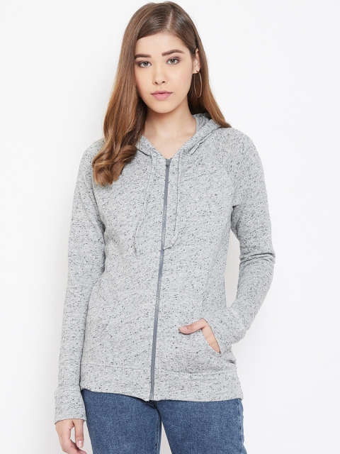 

Rute Women Grey Melange Solid Hooded Sweatshirt