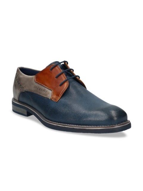 

Bugatti Men Blue & Grey Colourblocked Leather Formal Derbys