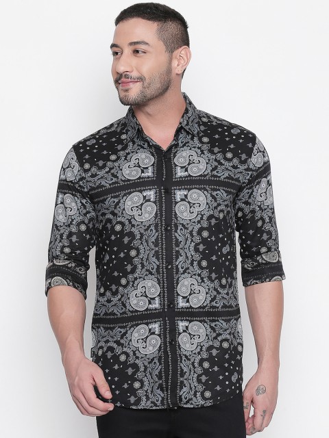 

Mufti Men Black & Grey Slim Fit Printed Casual Shirt