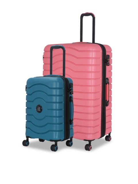 

IT luggage Unisex Set Of 2 Intervolve 360-Degree Rotation Hard-Sided Trolley Suitcases, Pink