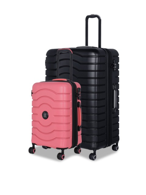 

IT luggage Unisex Set Of 2 Intervolve 360-Degree Rotation Hard-Sided Trolley Suitcases, Pink