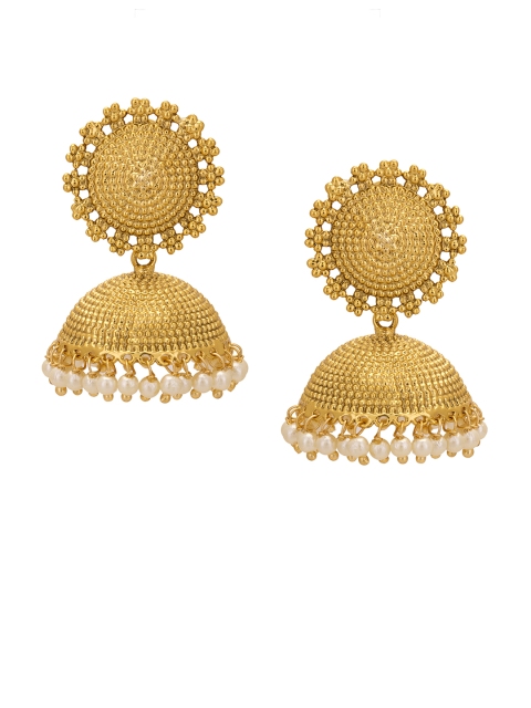 

Adwitiya Collection Gold-Plated Dome Shaped Jhumkas